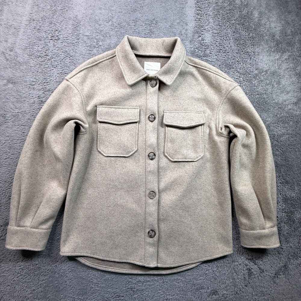 Avec Les Filles Oversized Shacket Heavy Weight Button Front Oatmeal Womens S